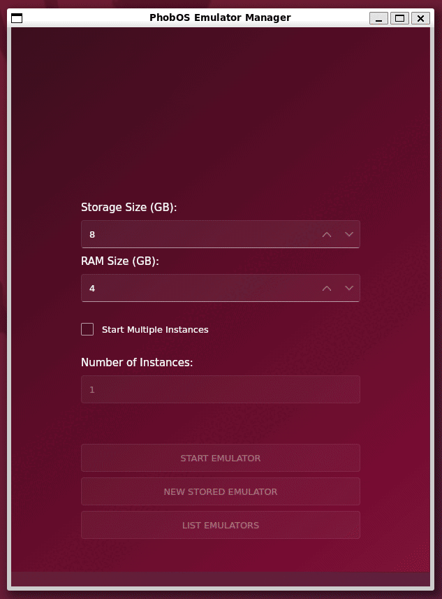 PhobOS Emulator Manager initialization animation